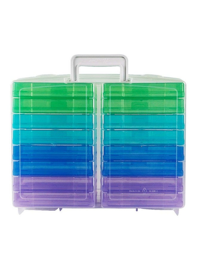 Novelinks novelinks Transparent 4" x 6" Photo Storage Boxes - 16 Inner Photo Organizer Cases Photo Keeper Picture Storage Containers Box for Photos (Cool-Colored)  - Image 5