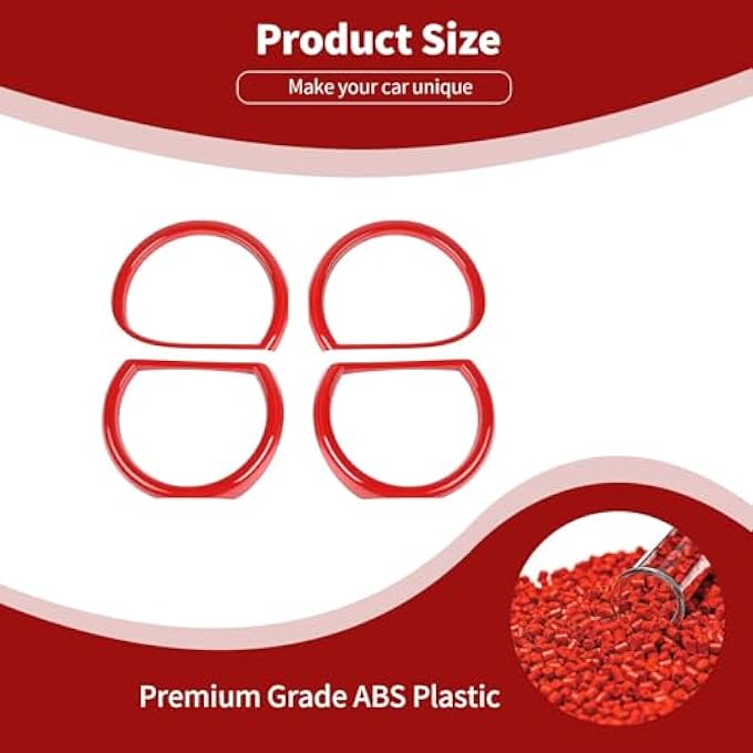 ريحني لتغطية إطار إطار المصابيح الأمامية من تشالنجر خاتم أحمر لدودج تشالنجر 20152023 ملحقات خارجية حمراء 4 قطع - Image 3