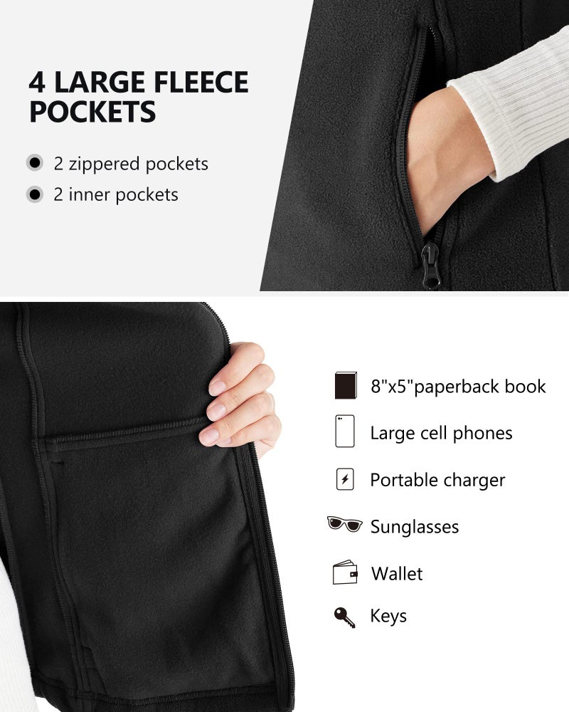 Outdoor Ventures Women's Polar Fleece Zip Vest Outerwear with Pockets,Warm Sleeveless Coat Vest for Fall & Winter - Image 4