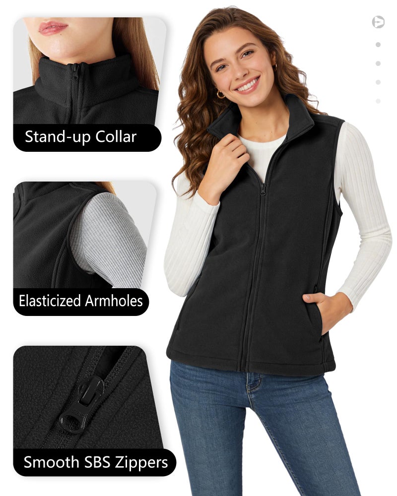 Outdoor Ventures Women's Polar Fleece Zip Vest Outerwear with Pockets,Warm Sleeveless Coat Vest for Fall & Winter - Image 5