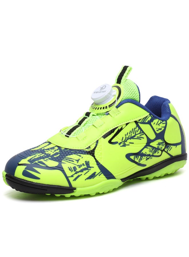 Children's Football Shoes for Boys Girls - Breathable TF Training Game Sneakers, Fluorescent Green (Broken Nails)