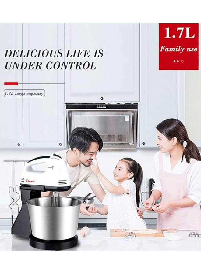 7 Speed Tilt Dough Mixer with Stainless Steel Bowl Head, Electric Kitchen Mixer with Double Dough Hook, Whisk, Blender  - Image 4