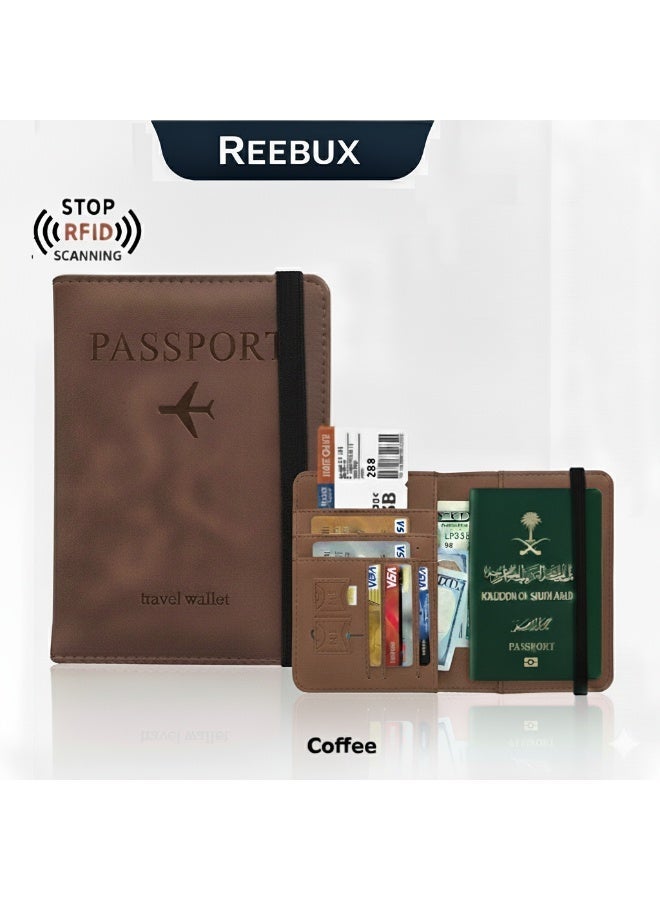 Reebux Passport Holder for Travel Essentials, Passport Wallet Cover Case for Travel Must Haves Accessories, Passport Book Holders for Women and Men Coffee - Image 2