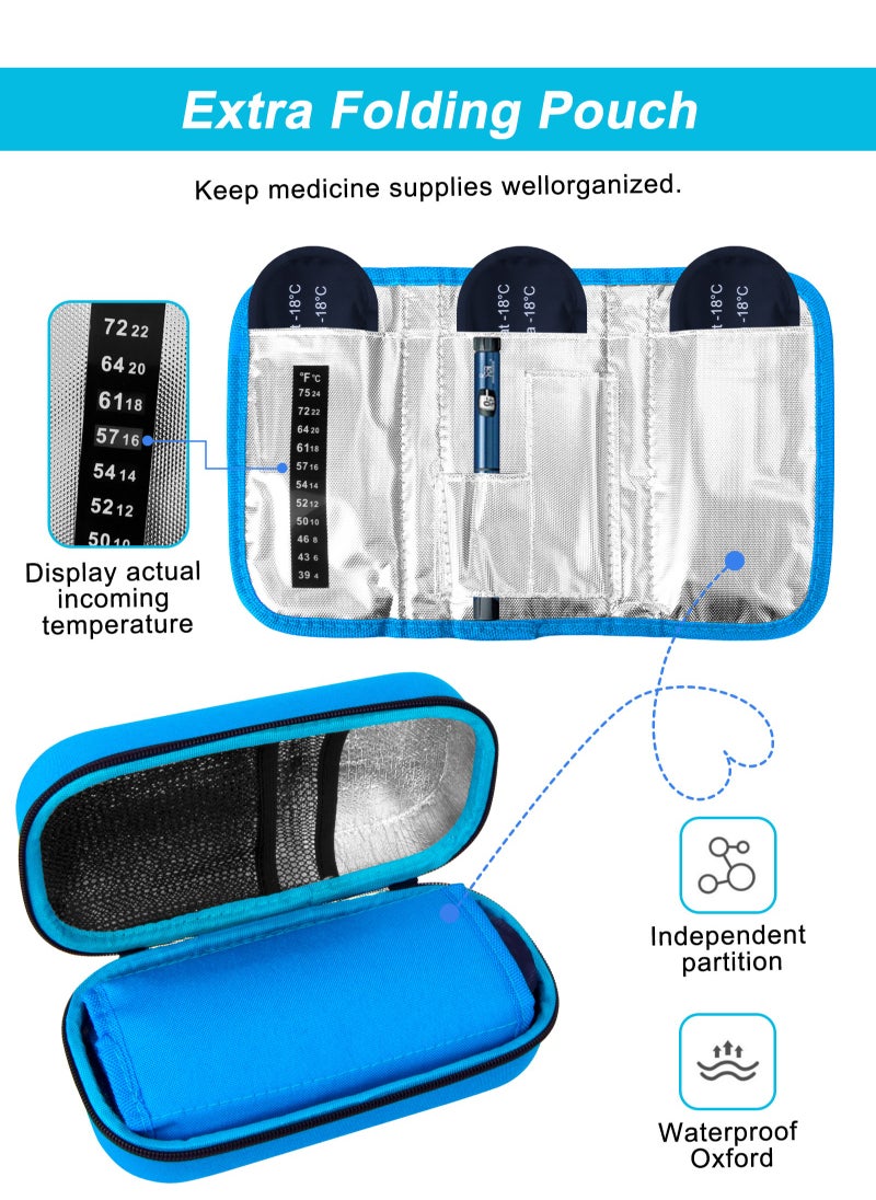 URbazaar Insulin Cooler Travel Carrying Case, Diabetic Medication Organizer Insulated Cooling Bag with 3 Ice Packs for Insulin Pens Syringe Needle -Black  - Image 3