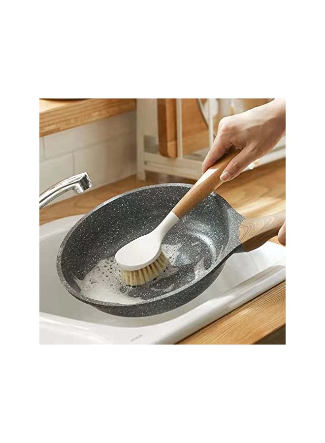 promass Kitchen Dish Brush Bamboo Handle Dish Scrubber, Scrub Brush for Pans, Pots, Kitchen Sink Cleaning, Dishwashing and Cleaning Brushes are Perfect Cleaning Tools 1 PCS - Image 2