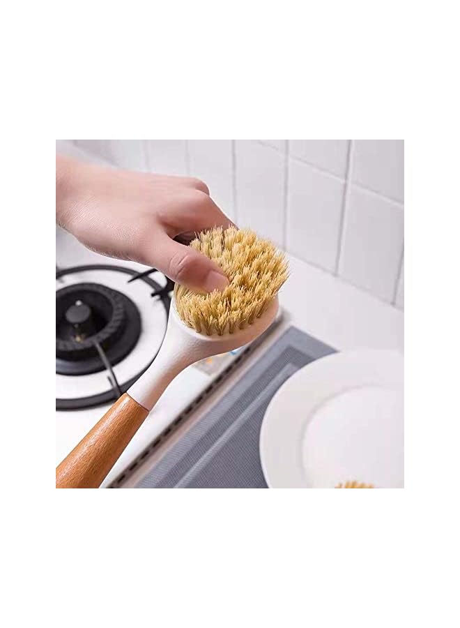 promass Kitchen Dish Brush Bamboo Handle Dish Scrubber, Scrub Brush for Pans, Pots, Kitchen Sink Cleaning, Dishwashing and Cleaning Brushes are Perfect Cleaning Tools 1 PCS - Image 4