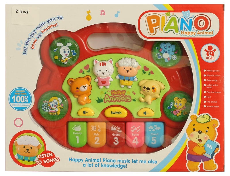 Kids Happy Animals Piano For Unisex Red
