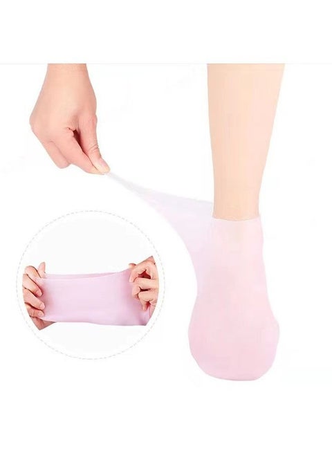 Silicone Socks, Gel Foot Skin Care Moisturizing Socks, Protective Heel Anti-crack Socks, Waterproof Beach Socks for Remove Calluses Corns Dry Or Cracked Foot Skin (M Pink)