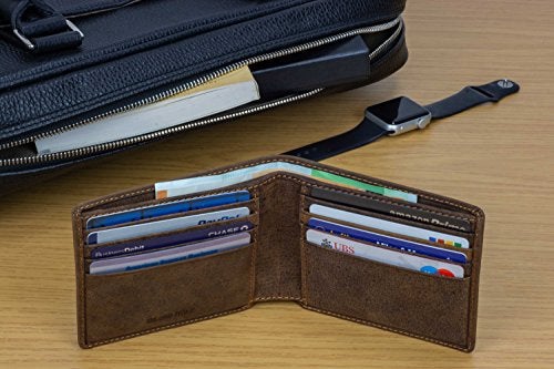 DiLoro Mens Wallet Full Grain Genuine Leather Slim Minimalist Front Pocket Bifold Soft Nappa RFID Protection (Dark Hunter Brown) - Image 3