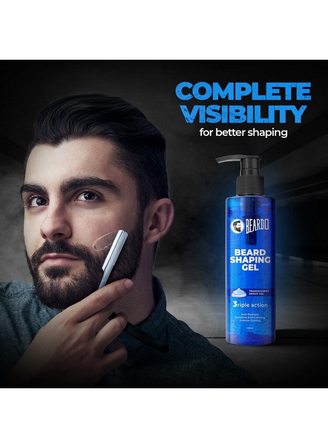 BEARDO Beard Shaping Gel 200Ml | 3Riple Action Transparent Shaving Gel For Men | Shaving Gel With Antiredness Calming Intense Cooling | Suitable For Sensitive Skin - Image 4