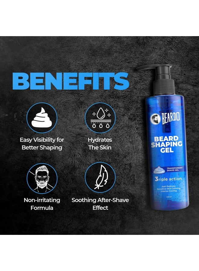 BEARDO Beard Shaping Gel 200Ml | 3Riple Action Transparent Shaving Gel For Men | Shaving Gel With Antiredness Calming Intense Cooling | Suitable For Sensitive Skin - Image 3