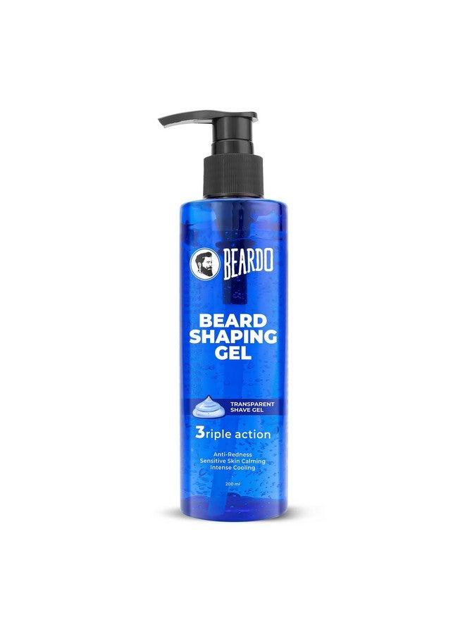 BEARDO Beard Shaping Gel 200Ml | 3Riple Action Transparent Shaving Gel For Men | Shaving Gel With Antiredness Calming Intense Cooling | Suitable For Sensitive Skin - Image 1
