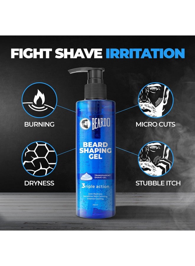 BEARDO Beard Shaping Gel 200Ml | 3Riple Action Transparent Shaving Gel For Men | Shaving Gel With Antiredness Calming Intense Cooling | Suitable For Sensitive Skin - Image 5