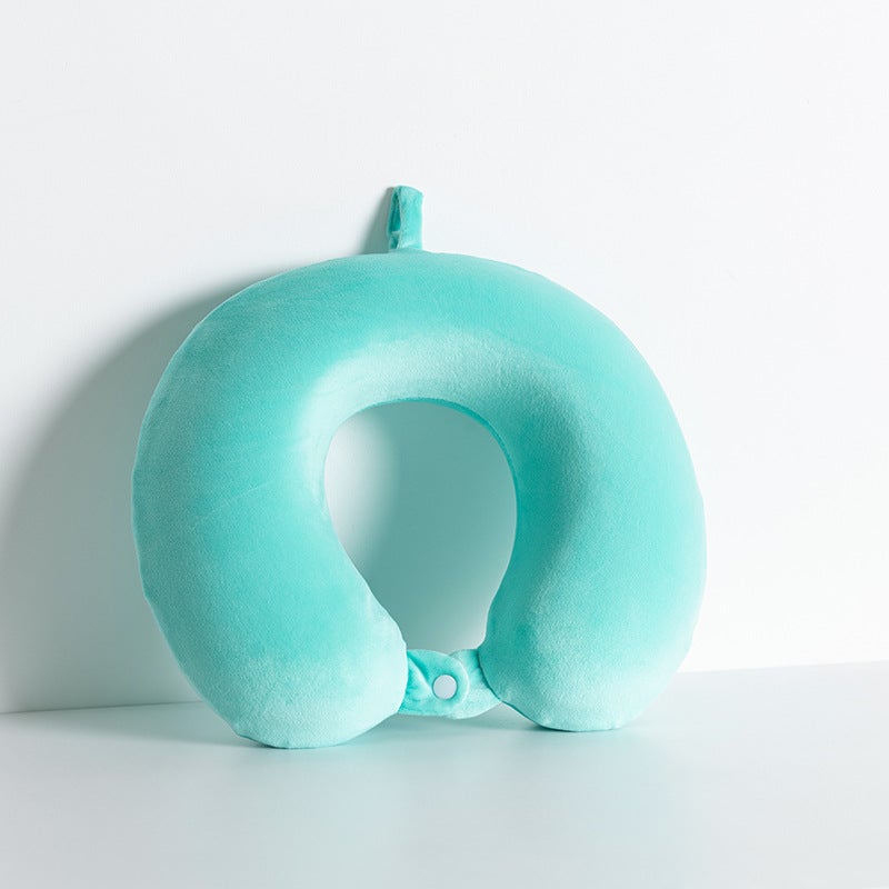2025 Amazon Cross-border Memory Foam U-shaped Neck Pillow Travel Pillow Multi-purpose Pillow Nap Pillow Decompression Pillow Green short plush U-shaped pillow