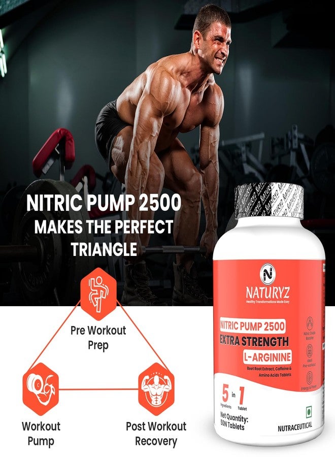 NATURYZ Nitric Pump 2500 Mg Extra Strength L-Arginine | L Citrulline | Caffeine | Boosts Stamina | Energy | Increases Blood Flow | Improves Performance | Ideal Pre-workout Supplement for Men & Women- 50 Tablets - Image 5