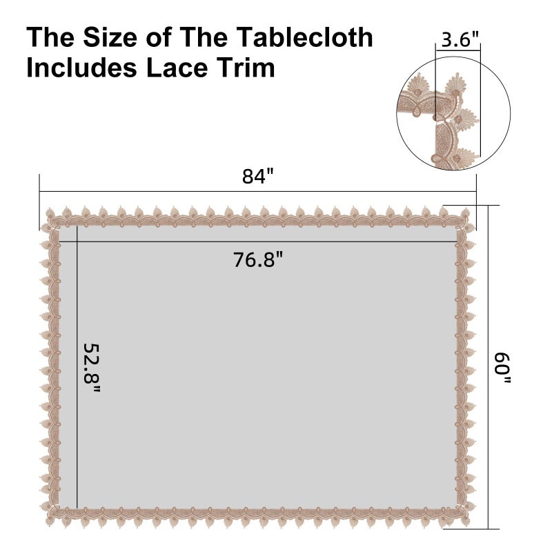 LIBERECOO Clear Vinyl Tablecloth with Stitched Loral Lace Trim, 60 x 84 Waterproof Oilproof Plastic Table Cover with Embroidered Edge Tablecloths Protector - Image 2