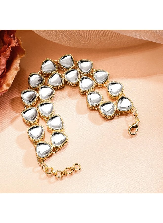 Rubans Women Brass Kundan Gold-Plated Bangle-Style Bracelet - Image 2