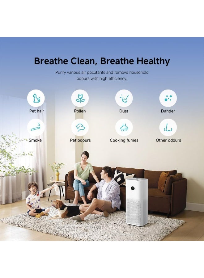Xiaomi Smart Air Purifier 4 Pro 500m³/h, HEPA & Carbon Filter, OLED Display, Smart Control, Low Noise – Ideal for Large Rooms Up to 60m², Removes Allergens, Pollutants & Odors – White BHR5058EN White - Image 3