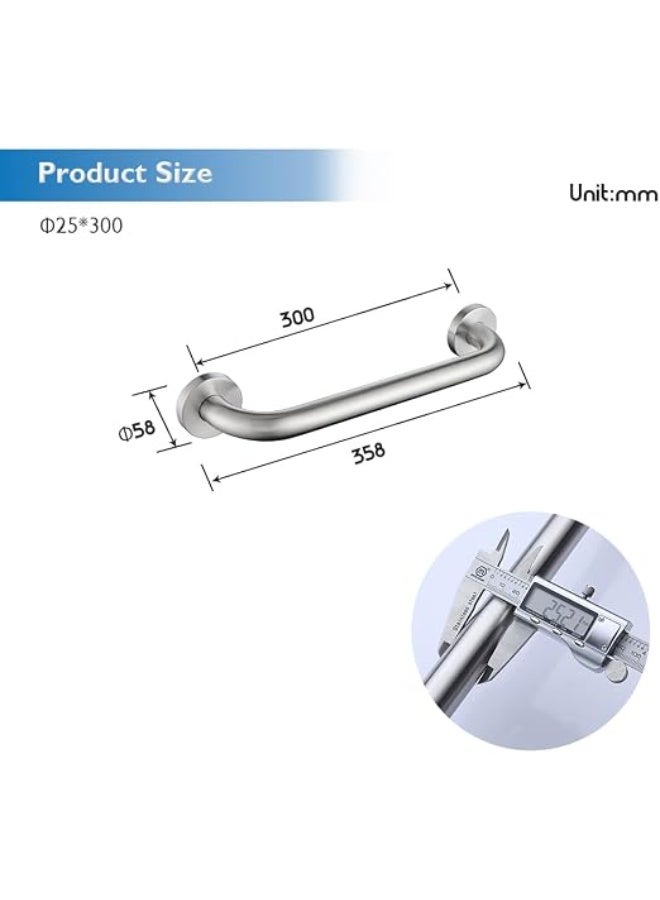 Grab Bars for Bathtubs and Showers, Anti Slip Shower Grab Bars Stainless Steel Shower Handrail Handicap Senior Child Assist Toilet Bathroom Safety Handle (2 Pack 12-inch 1" Diameter) - Image 2