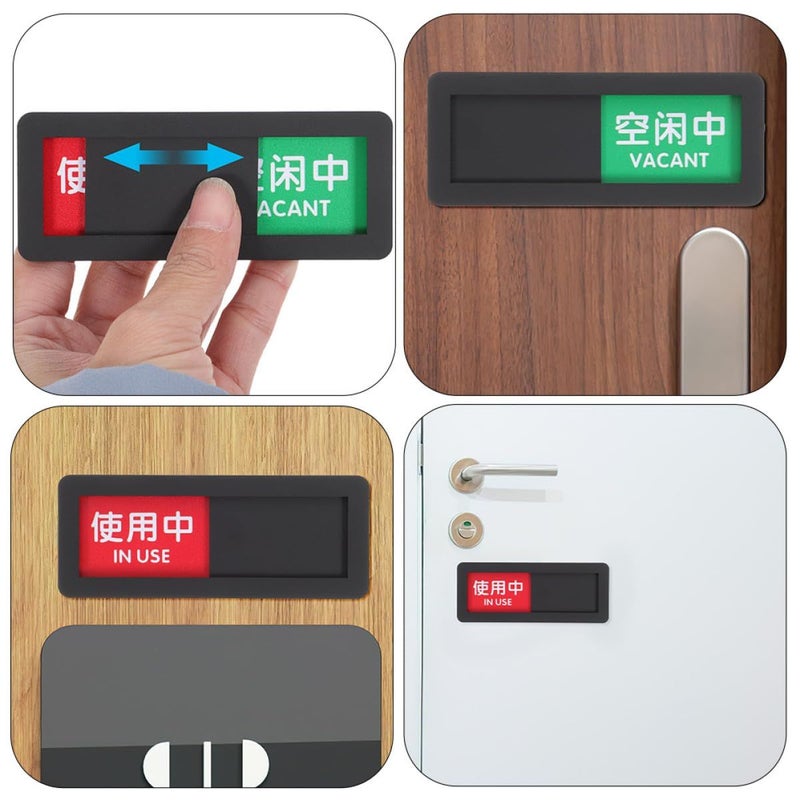 2pcs Door Sign 4x10cm Occupied Vacant Sliding Indicator Office Bathroom Privacy - Image 4
