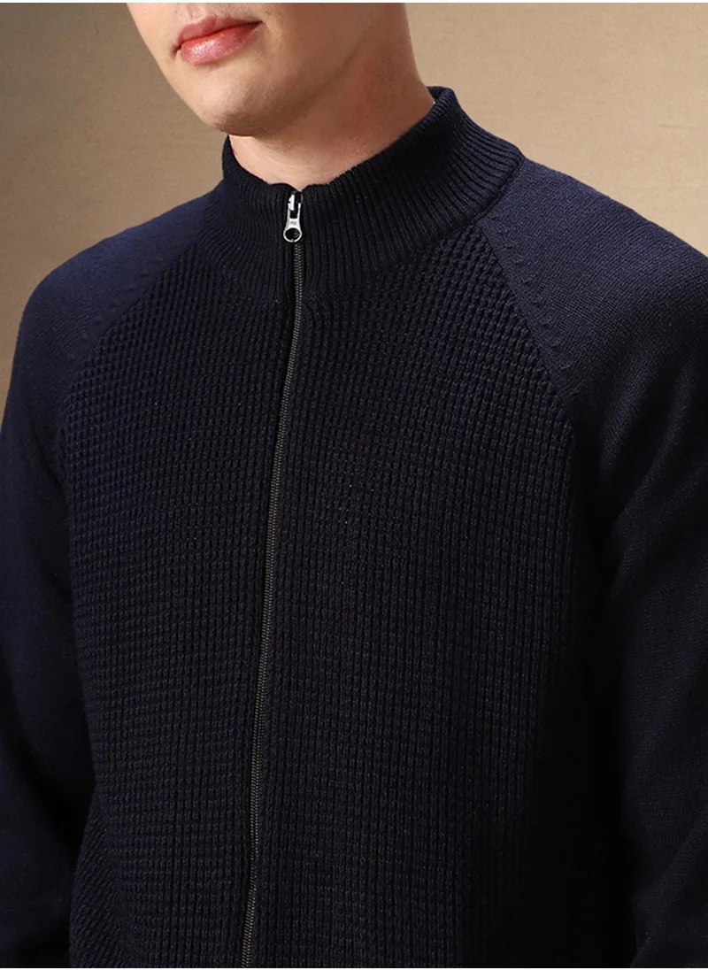 Dennis Lingo Men's Navy 100% Acrylic Solid Regular Fit Sweater