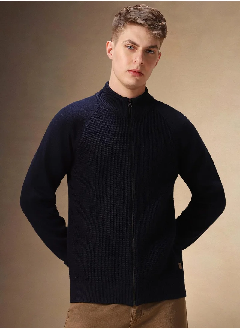 Dennis Lingo Men's Navy 100% Acrylic Solid Regular Fit Sweater