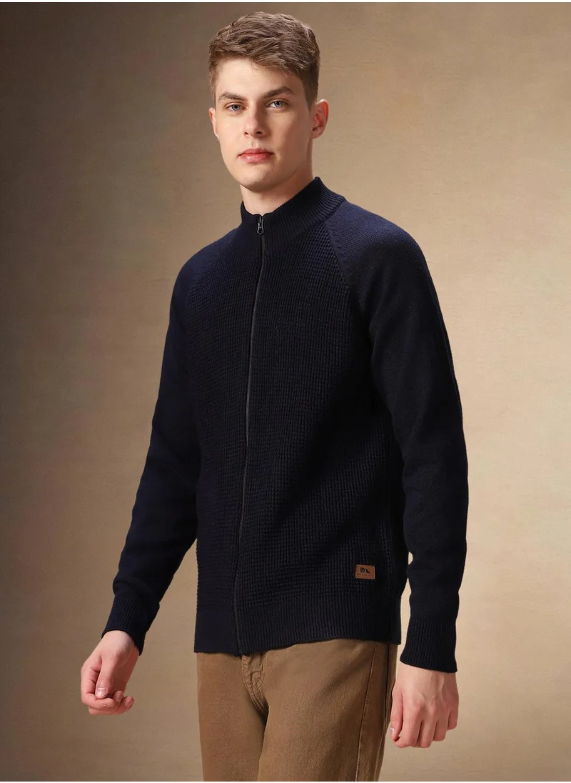 Dennis Lingo Men's Navy 100% Acrylic Solid Regular Fit Sweater
