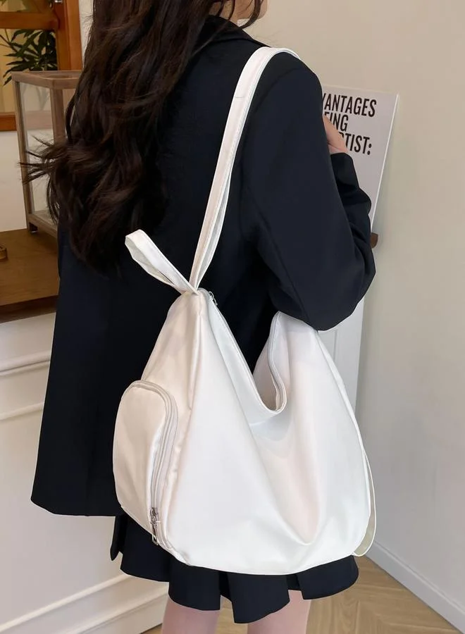 Take Two White Solid Zip Closure Backpack