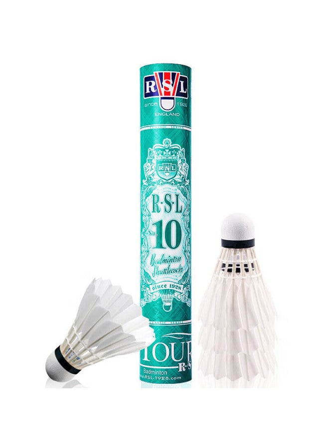 Rsl Badminton Shuttles, Stable Flight Training, Durable Duck Feather Shuttles, Rsl No. 10 Speed, 76 Speed, 12 Pieces Per Tube - Image 1