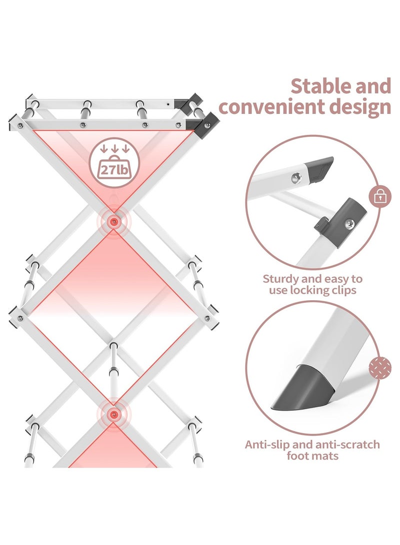 NNEWVANTE Clothes Drying Rack, 3-Tier Laundry Drying Rack for Clothes, Expandable Metal Clothing Dryer, Collapsible Towel Rack, Air, White - Image 5