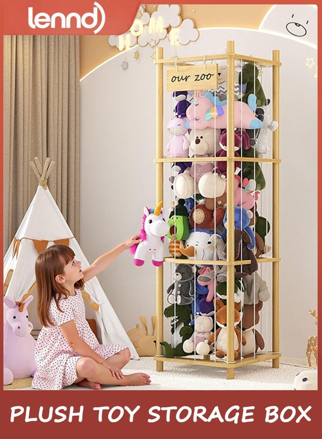 LENND Stuffed Animal Storage & Organizer, Wooden Cute Zoo Toy Holder for Toddler Rooms, Playrooms & Bedrooms - Image 1