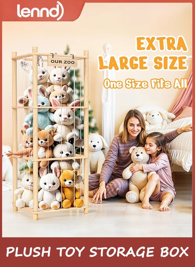 LENND Stuffed Animal Storage & Organizer, Wooden Cute Zoo Toy Holder for Toddler Rooms, Playrooms & Bedrooms - Image 5