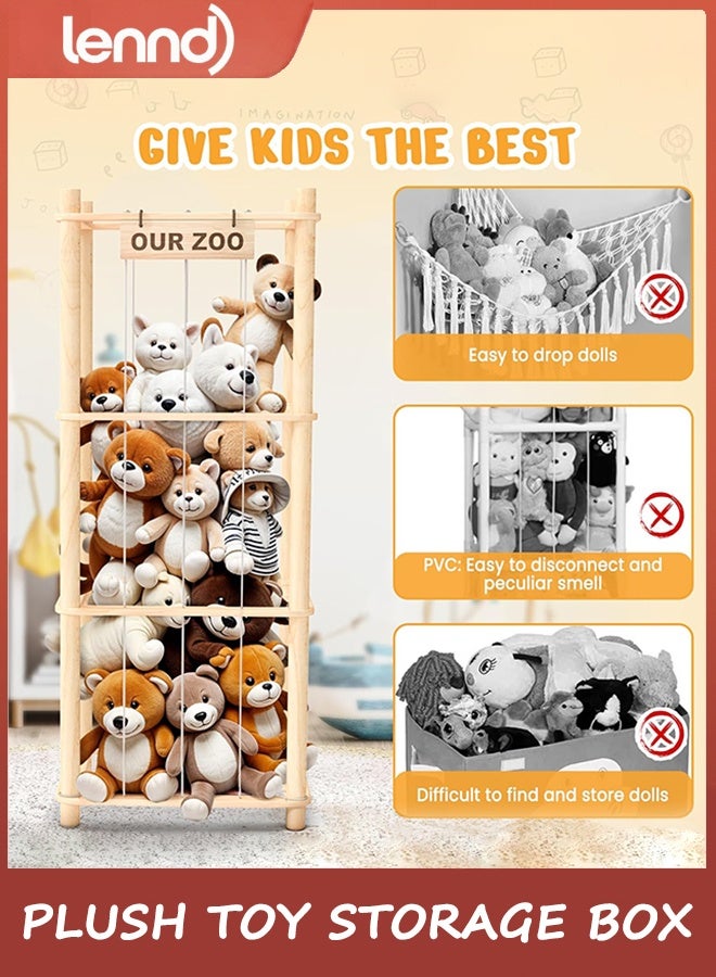LENND Stuffed Animal Storage & Organizer, Wooden Cute Zoo Toy Holder for Toddler Rooms, Playrooms & Bedrooms - Image 4