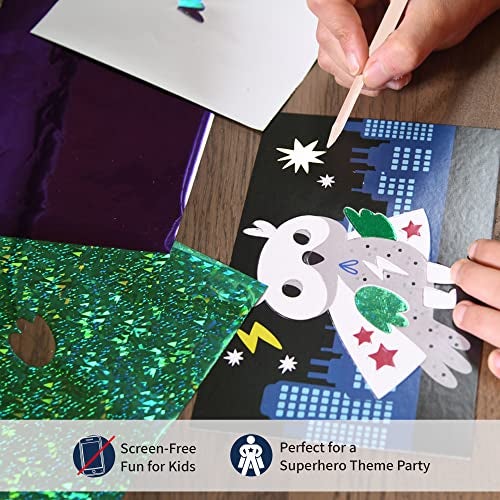 Chalk and Chuckles Fabulous Foil Art, Create 12 Superhero Animals Theme Pictures, Paper Arts & Craft Kits, Gifts for Boys & Girls Age 4, 5, 6, 7, 8, 9 Year Old, DIY Creative Activity for Kids - Image 4