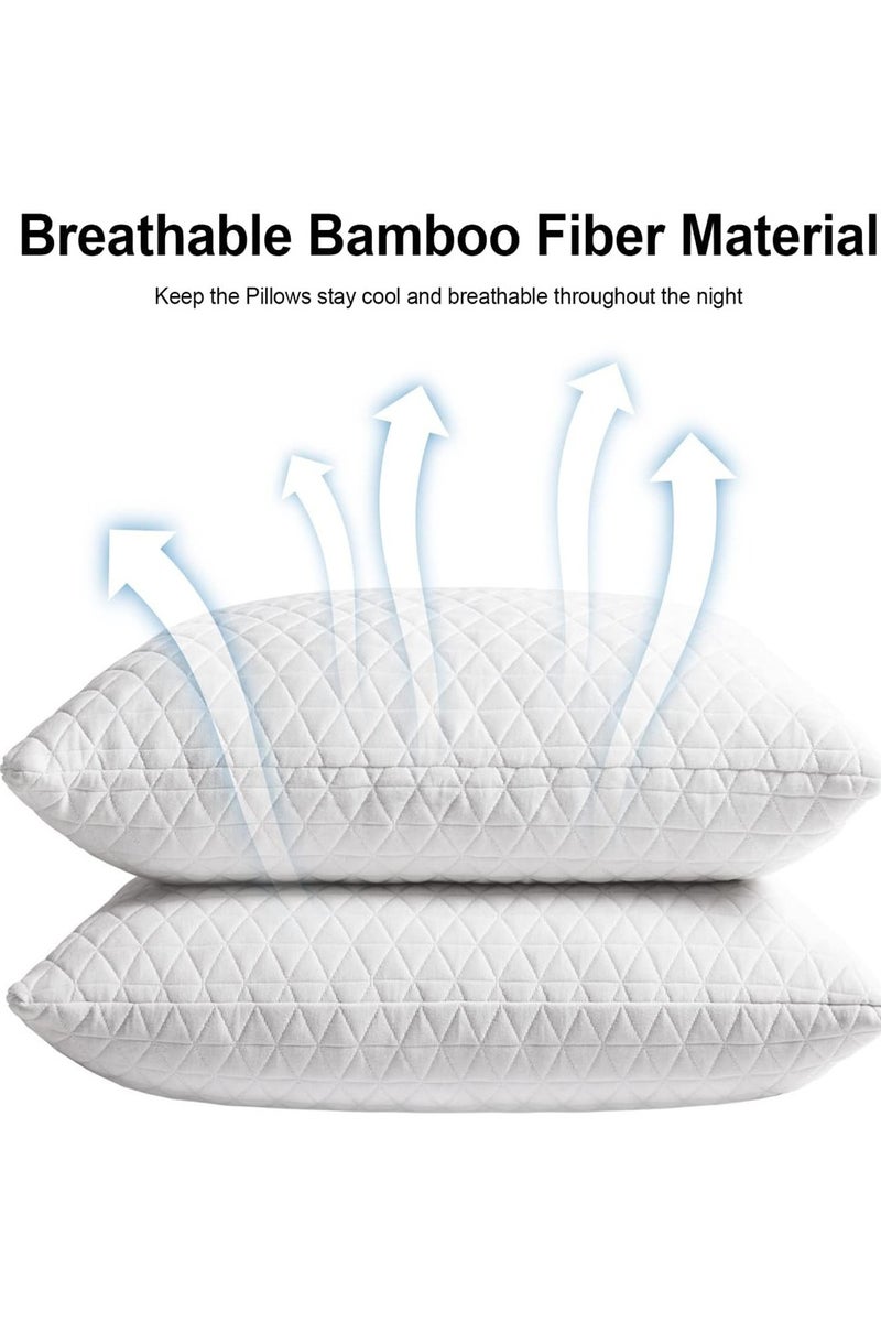 وسادتي رغوة الذاكرة الفاخرة (عبوتين) - 1600 جرام لكل وسادة، مقاس كبير 48x74 سم | غطاء خيزران قابل للتعديل | تناسب جميع أوضاع النوم - Image 4