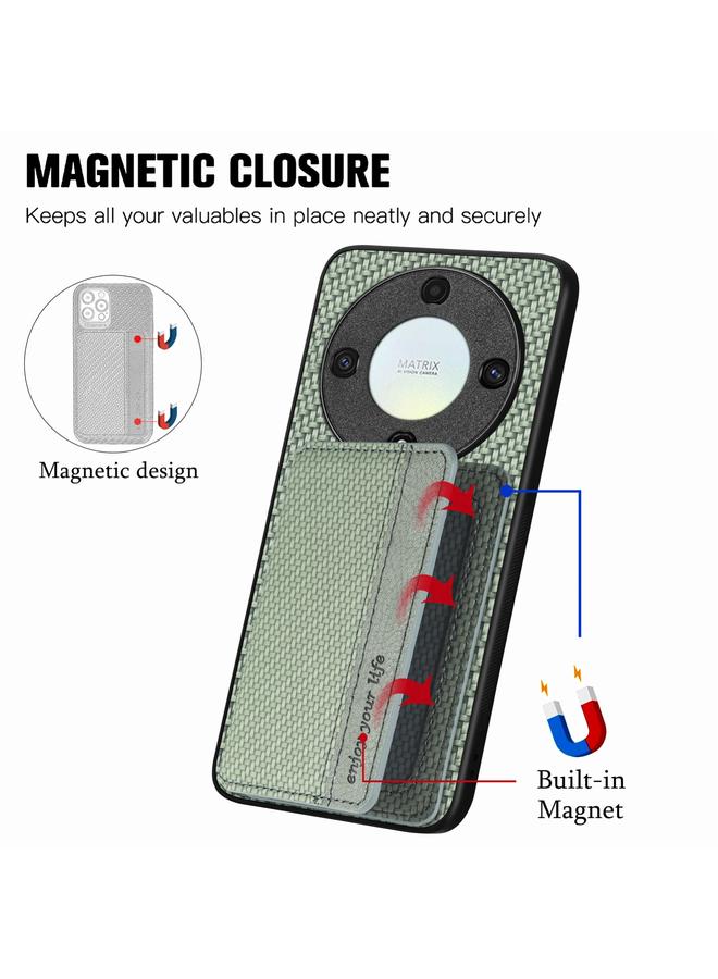 S-TOP Case For Honor X9A Carbon Fiber Magnetic Card Wallet Bag Phone Case - Image 3