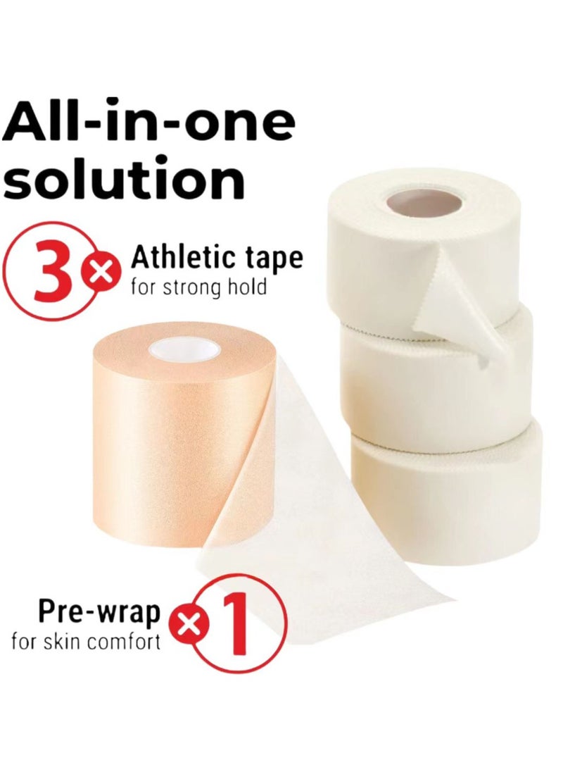 PYC Premium White Athletic Tape for Injuries - 3pk Zinc Oxide Tape + Pre-wrap - Easy Tear Sports Athletic Tape - No Sticky Residue  - Image 2