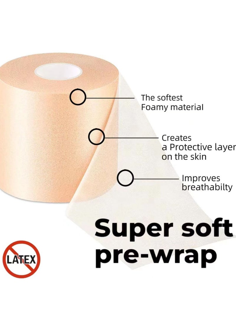 PYC Premium White Athletic Tape for Injuries - 3pk Zinc Oxide Tape + Pre-wrap - Easy Tear Sports Athletic Tape - No Sticky Residue  - Image 3