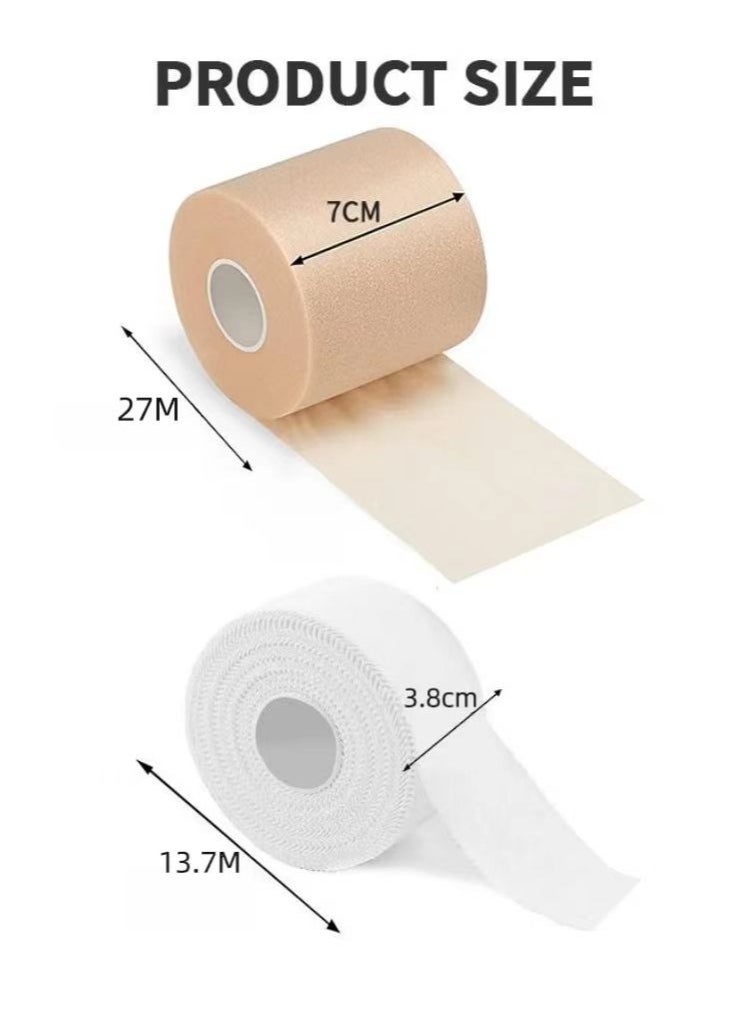 PYC Premium White Athletic Tape for Injuries - 3pk Zinc Oxide Tape + Pre-wrap - Easy Tear Sports Athletic Tape - No Sticky Residue  - Image 5