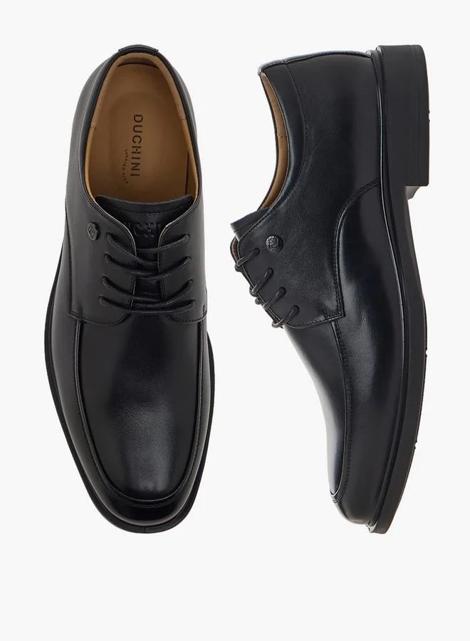 Duchini Men Lace-Up Leather Derby Shoes