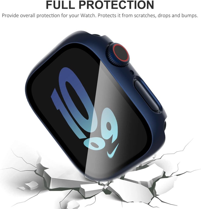 FULLIFE 3 Pack Screen Protector 46mm Compatible for Apple Watch Series 10 with 9H Tempered Glass,Overall Shockproof Cover Protective Case for iWatch 46mm(Black/Blue/Transparent) - Image 4