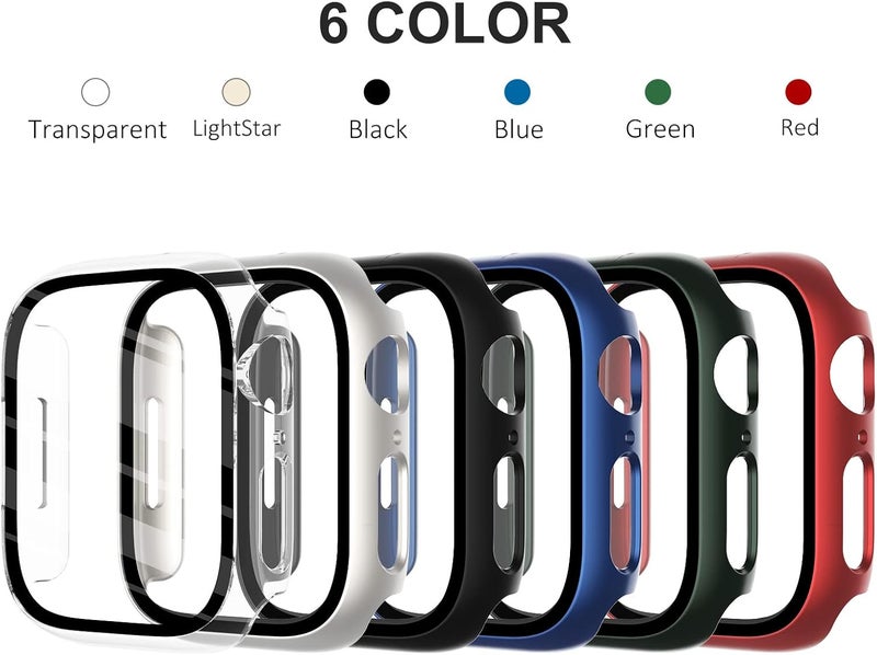 FULLIFE 3 Pack Screen Protector 46mm Compatible for Apple Watch Series 10 with 9H Tempered Glass,Overall Shockproof Cover Protective Case for iWatch 46mm(Black/Blue/Transparent) - Image 5
