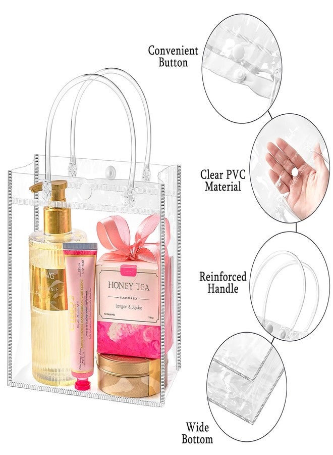 Ohuimrt 50 PCS Clear Plastic Gift Bags with Handles, Reusable Party Favor Bags with Ribbon Transparent Gift Wrap Bags Bulk for Weddings Birthdays, 6.89 x 6.89 x 3.54 Inches - Image 3
