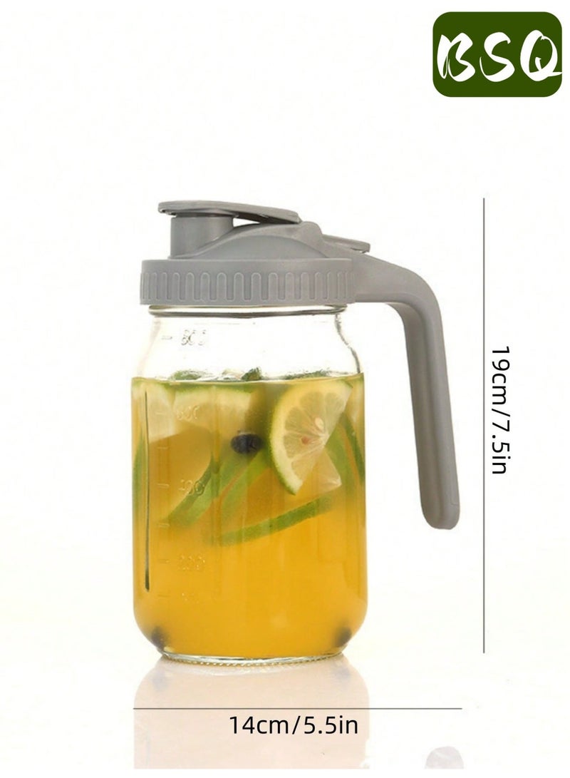 بي إس كيو ماكينة تحضير قهوة باردة | برطمان ماسون سعة 32 أونصة | برطمان معزول لحليب الأم | مزود بفوهة صب ومقبض وغطاء | زجاج صلب | محكم الإغلاق مزدوجًا مانع للتسرب | مناسب للقهوة المثلجة والشاي وحليب الأم والليمونادة | رمادي - Image 4