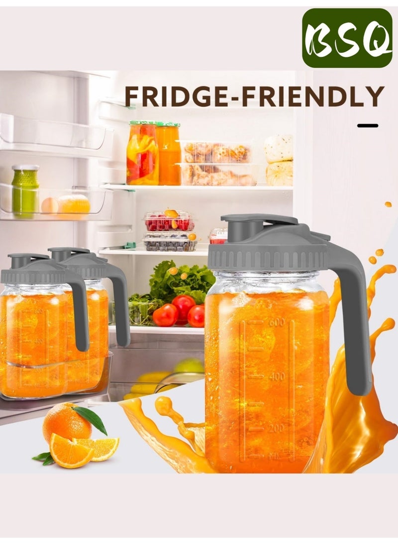 بي إس كيو ماكينة تحضير قهوة باردة | برطمان ماسون سعة 32 أونصة | برطمان معزول لحليب الأم | مزود بفوهة صب ومقبض وغطاء | زجاج صلب | محكم الإغلاق مزدوجًا مانع للتسرب | مناسب للقهوة المثلجة والشاي وحليب الأم والليمونادة | رمادي - Image 5