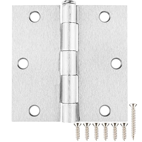 TDCHINGES 18 Pack Door Hinges 3.5 Inch Satin/Brushed Nickel Door Hinge Interior 3 1/2" Hinges for Doors 3 ½"x 3 ½" Square Bedroom Door Hardware Flat Iron Bifold Residential Standard Bedroom Indoor Door Hinges - Image 1