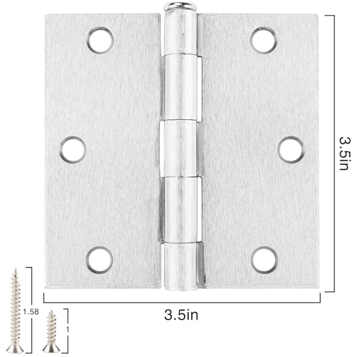 TDCHINGES 18 Pack Door Hinges 3.5 Inch Satin/Brushed Nickel Door Hinge Interior 3 1/2" Hinges for Doors 3 ½"x 3 ½" Square Bedroom Door Hardware Flat Iron Bifold Residential Standard Bedroom Indoor Door Hinges - Image 2