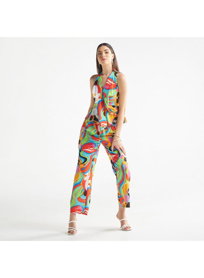Splash FAV All-Over Print Pants with Shirred Waistband and Pockets  - Image 2