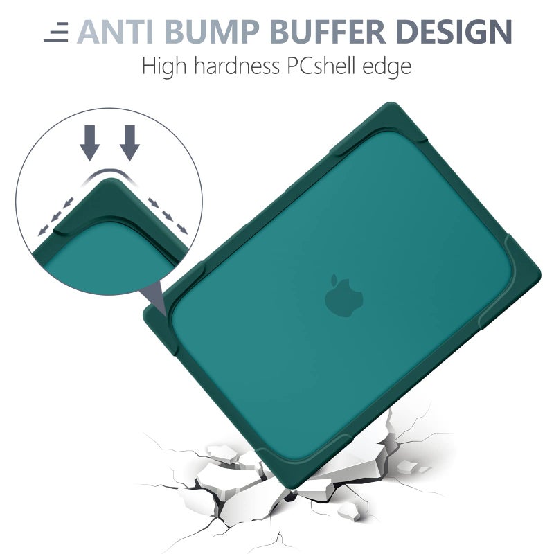 Batianda Heavy Duty Case for MacBook Pro 13 inch 2022 2020 Release A2338 M2 M1 A2289 A2251, Ergonomic Foldable Kickstand (Holds 22lbs) Matte Translucent Shockproof Cover with Spare Parts, Deep Teal - Image 5
