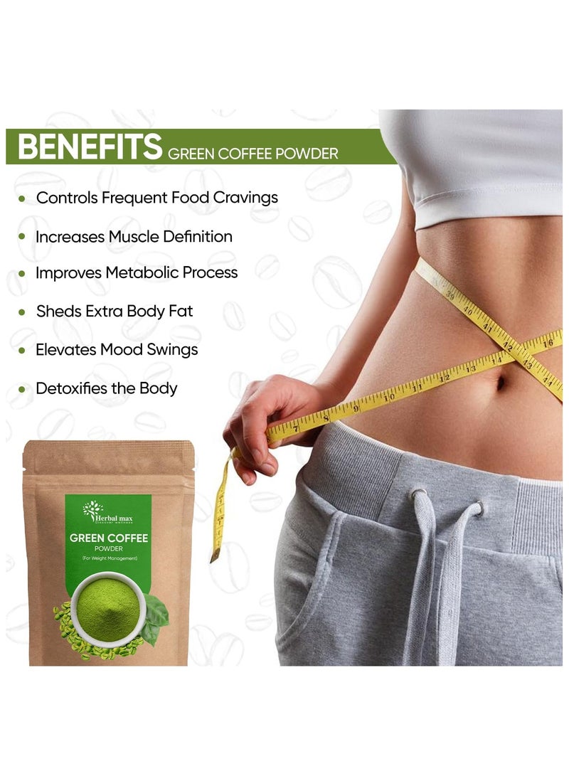 هيربال ماكس مسحوق حبوب البن الأخضر، ١٠٠ غرام، عبوة من ٣ قطع | حبوب غير محمصة مع حمض الكلوروجينيك - Image 3